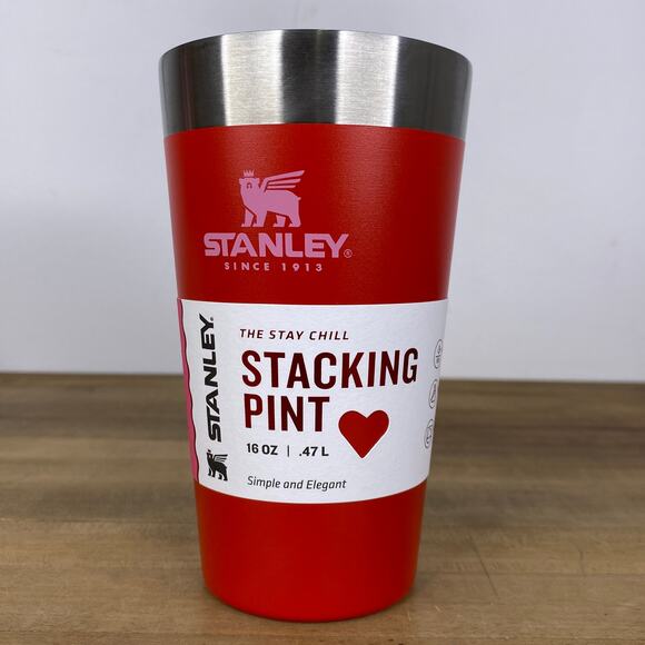 Stanley Tumbler 16 oz Stacking Pint Target Red Stainless Travel Mug Valentines - Picture 1 of 10